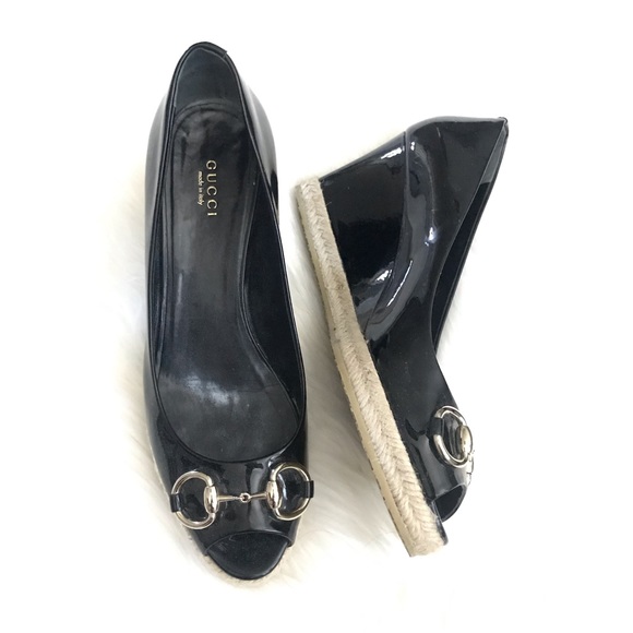 {} Black Patent Wedges size 39.5 EUR